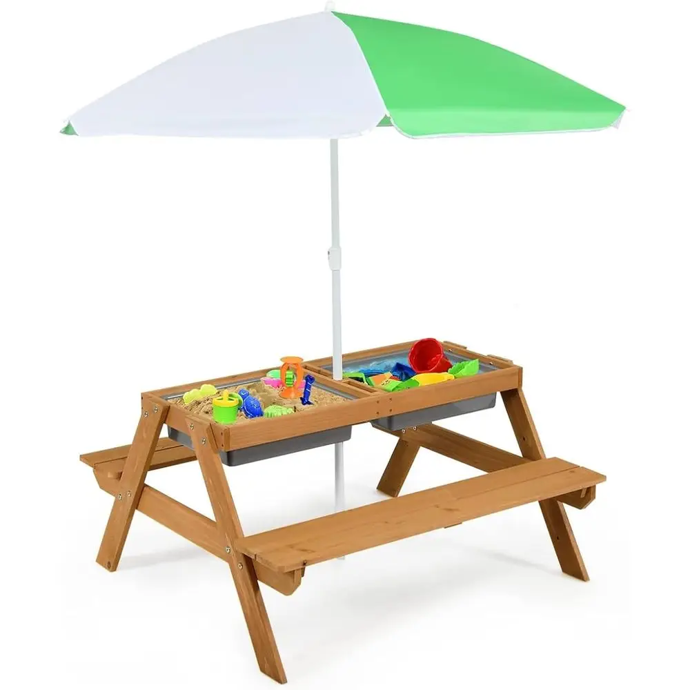 Meja Piknik Kayu 4-in-1 untuk  - Kids Outdoor Furniture Set ulasan dan harga